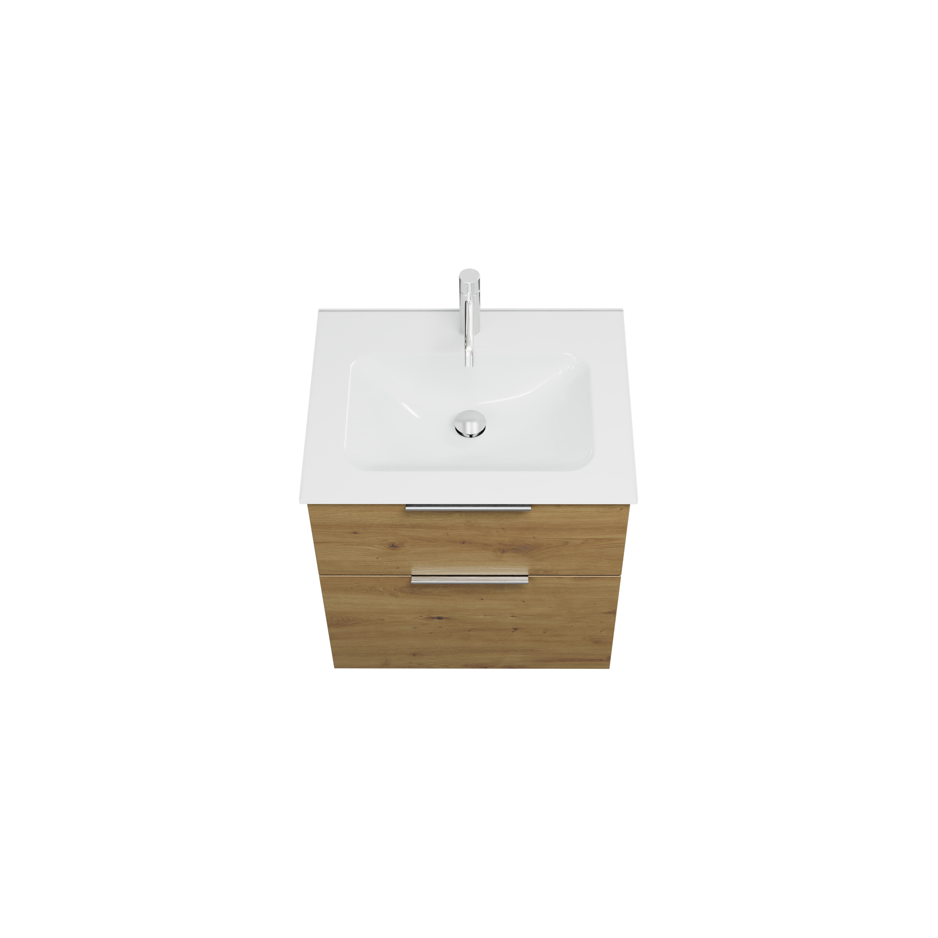 burgbad Eqio Badmöbel-Set SEYX062 mit Glas-Waschtisch, Eiche Dekor Urban/Weiß