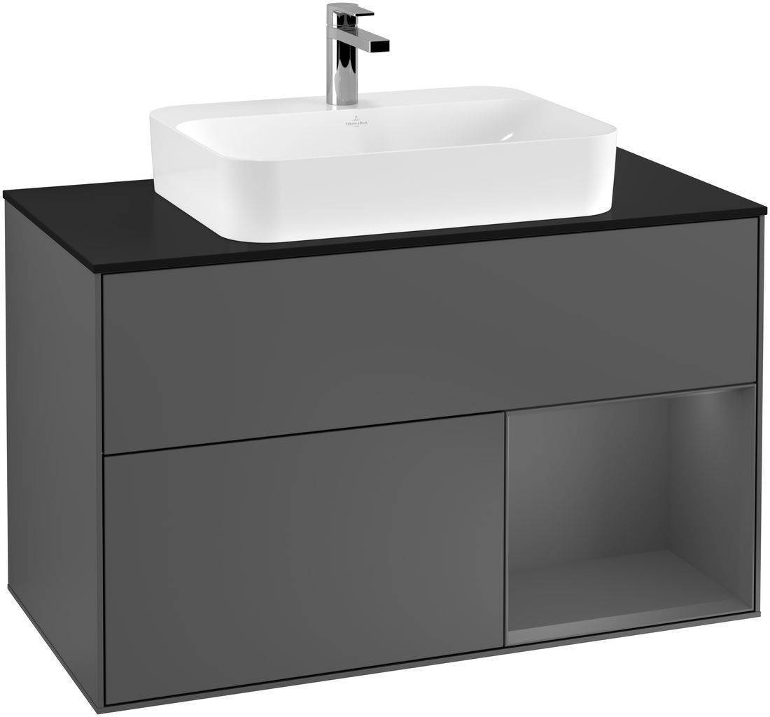 Villeroy & Boch Finion Waschtischunterschrank 1000 x 603 x 501mm, Abdeckplatte schwarz matt