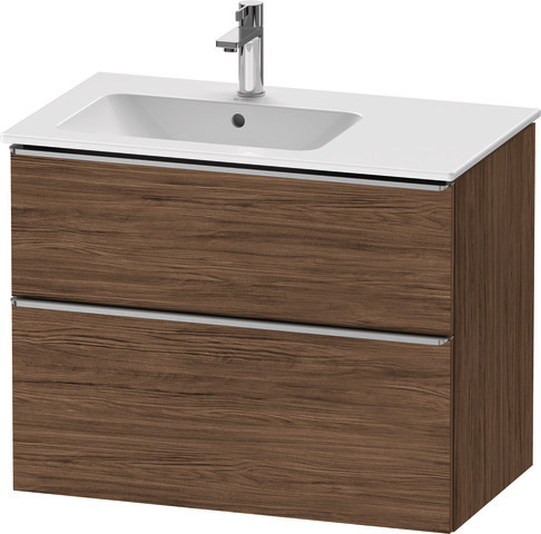 Duravit D-Neo Waschtischunterbau wandhängend mit Möbelgriff Edelstahl gebürstet