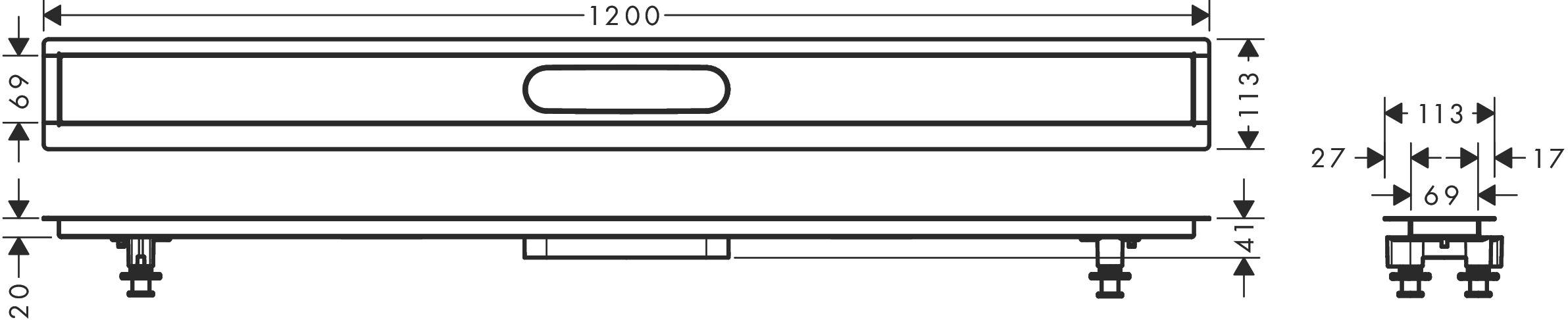 RainDrain uBox universal Installationsset 120cm für Duschrinnen