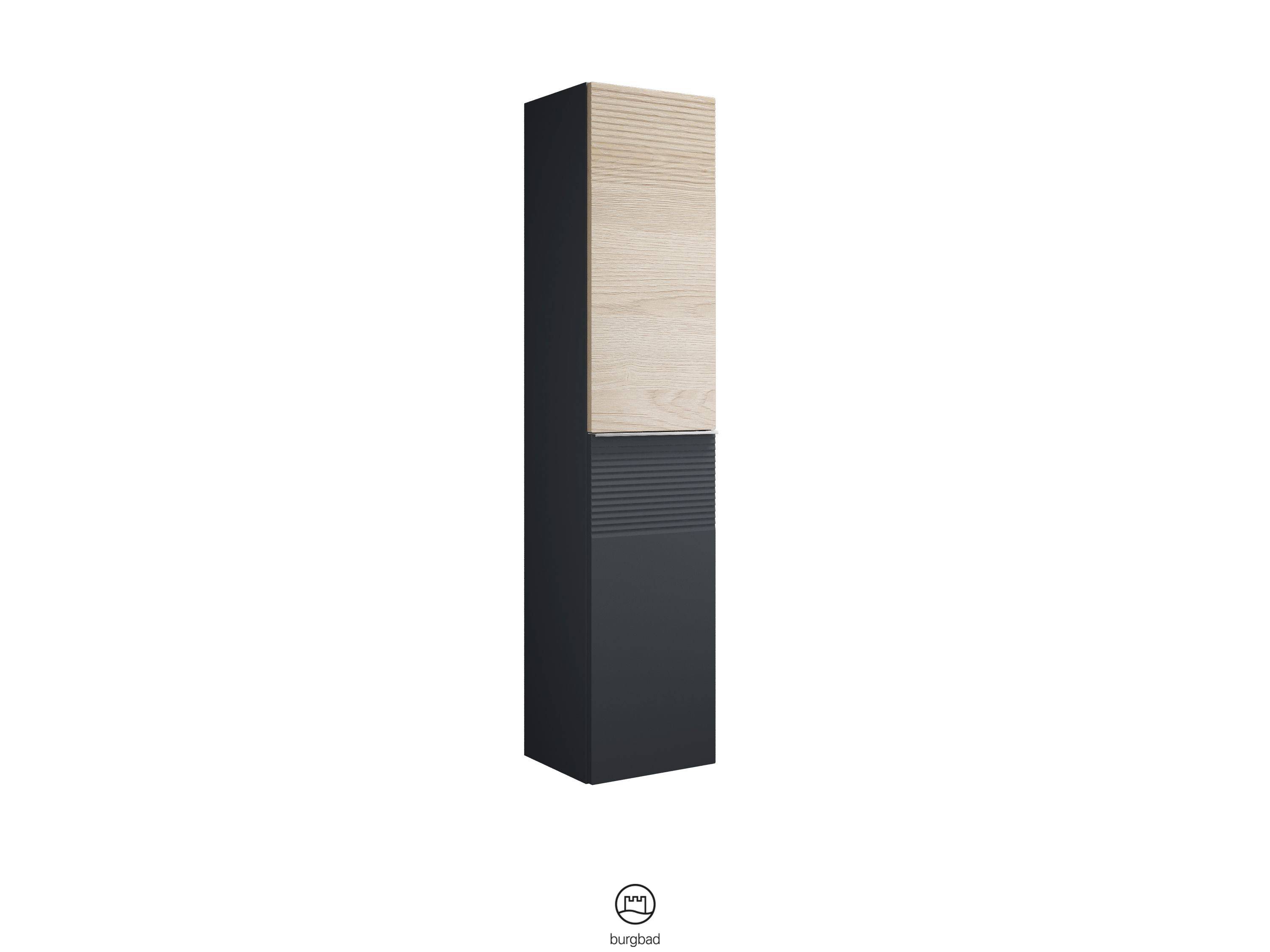 burgbad Fiumo Hochschrank mit Plisseestruktur 1600x350x320 Graphit Softmatt
