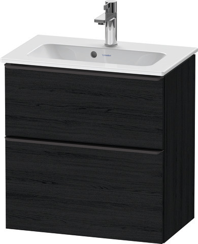 Duravit D-Neo Waschtischunterbau wandhängend mit Möbelgriff Diamantschwarz