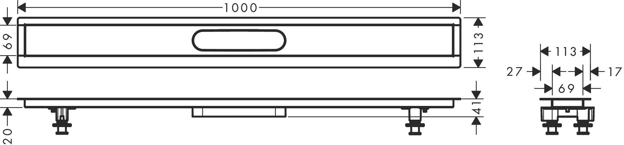 RainDrain uBox universal Installationsset 100cm für Duschrinnen