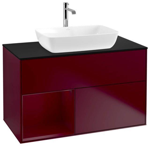 Villeroy & Boch Finion Waschtischunterschrank 1000 x 603 x 501mm, Abdeckplatte schwarz matt