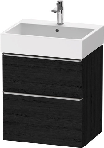 Duravit D-Neo Waschtischunterbau wandhängend mit Möbelgriff Edelstahl gebürstet