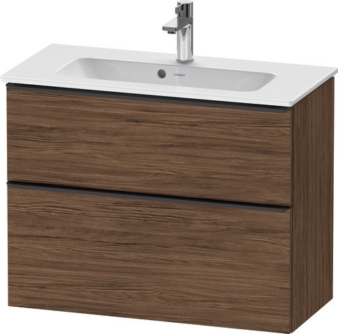Duravit D-Neo Waschtischunterbau wandhängend mit Möbelgriff Diamantschwarz