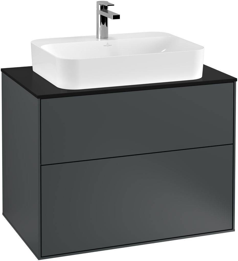 Villeroy & Boch Finion Waschtischunterschrank 800 x 603 x 501mm, Abdeckplatte schwarz matt
